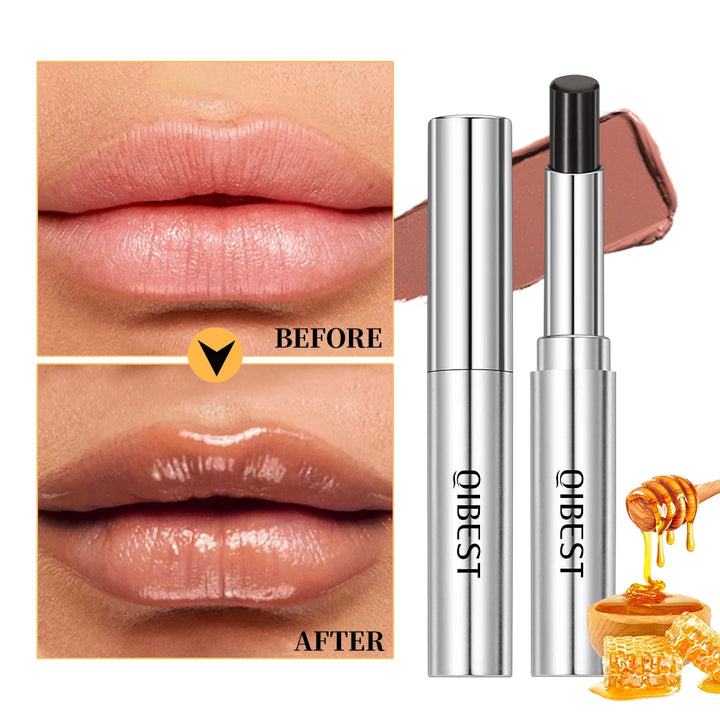 QIBEST Natural Moisturizing Honey Lip Balm Smooth Long Lasting Tinted Lipstick Lip Stain Makeup Changing Lip Color Plumping