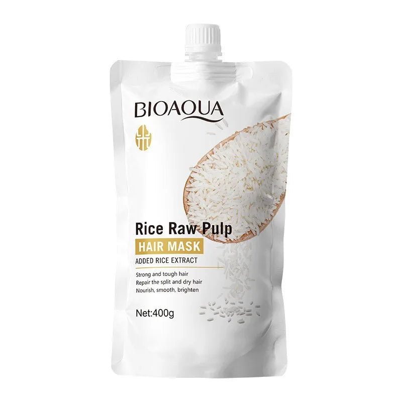 400g Rice Puree Hair Mask, Penetrates the Hair Core, Replenishes Hair Nutrients, Repairs Damaged Cuticles, and Improves Dryness, Split Ends, Frizz, and Other Hair Damage Caused by Blow-Drying, Ironing, and Dyeing.