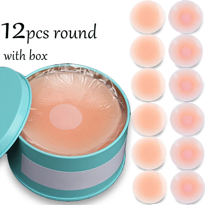 With Box Silicone Nipple Cover Reusable for Women Breast Petals Lift Invisible Bra Pasties Adhesive Bra Pads Sticker Patch