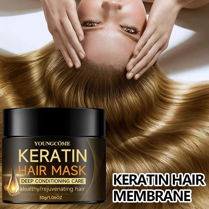  YOUNGCOME Keratin Hair Mask Moisturizer Conditioner Soft Smooth Frizz Damaged Hair Care Repair Hair Restore Shine Hair Mask
