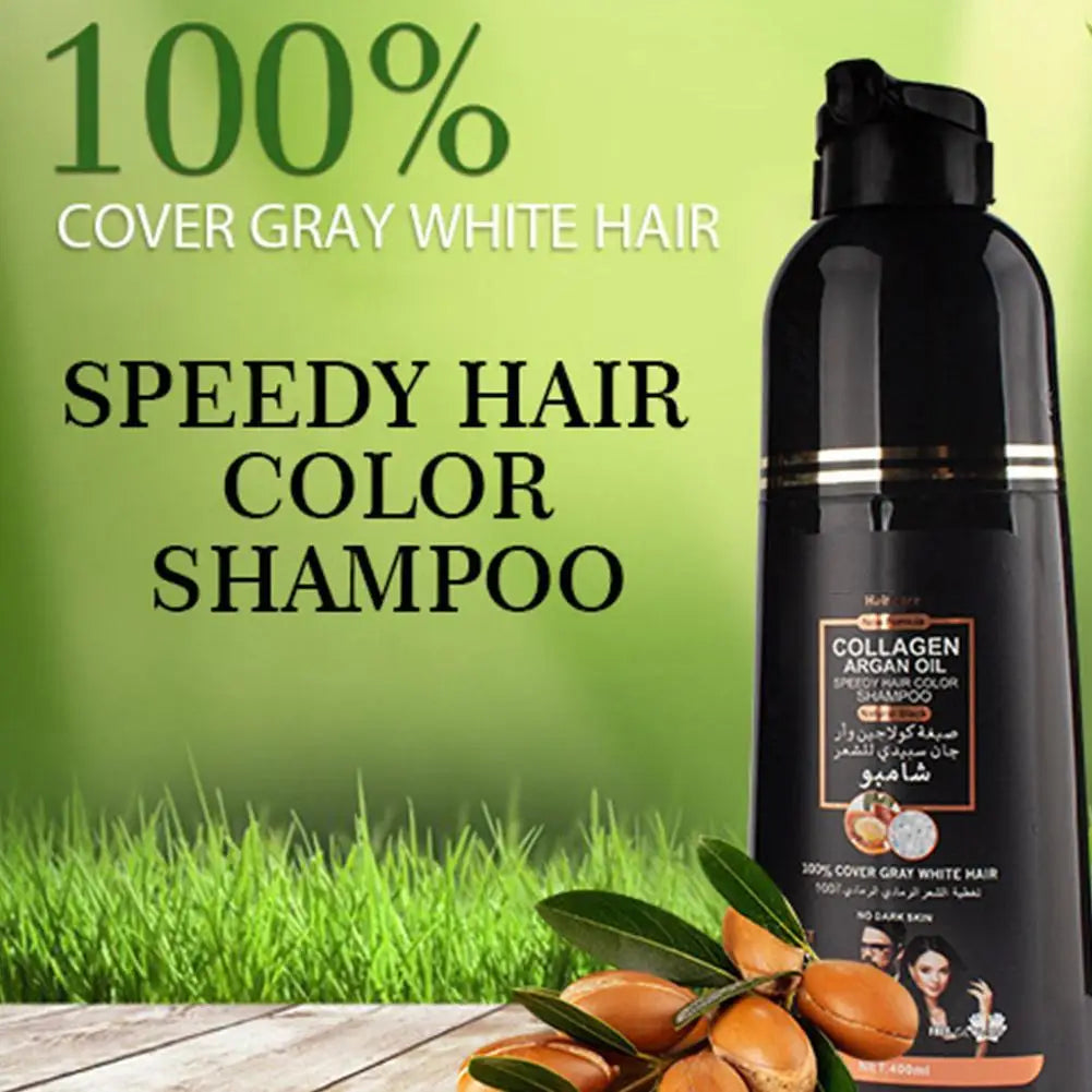 400ML Cover Grey Hair Morocco Argan Oil Care Fast Magic Black Hair Shampoo Dye Repair Damaged Improve Split Hair Rough Hair Care