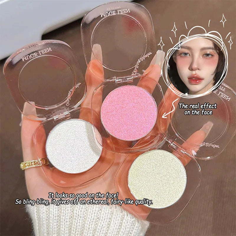Vientiane Highlighter Powder Palette, with Fine Shimmer and Diamond-like Highlights and Contour Powder,Creamy Mousse Texture