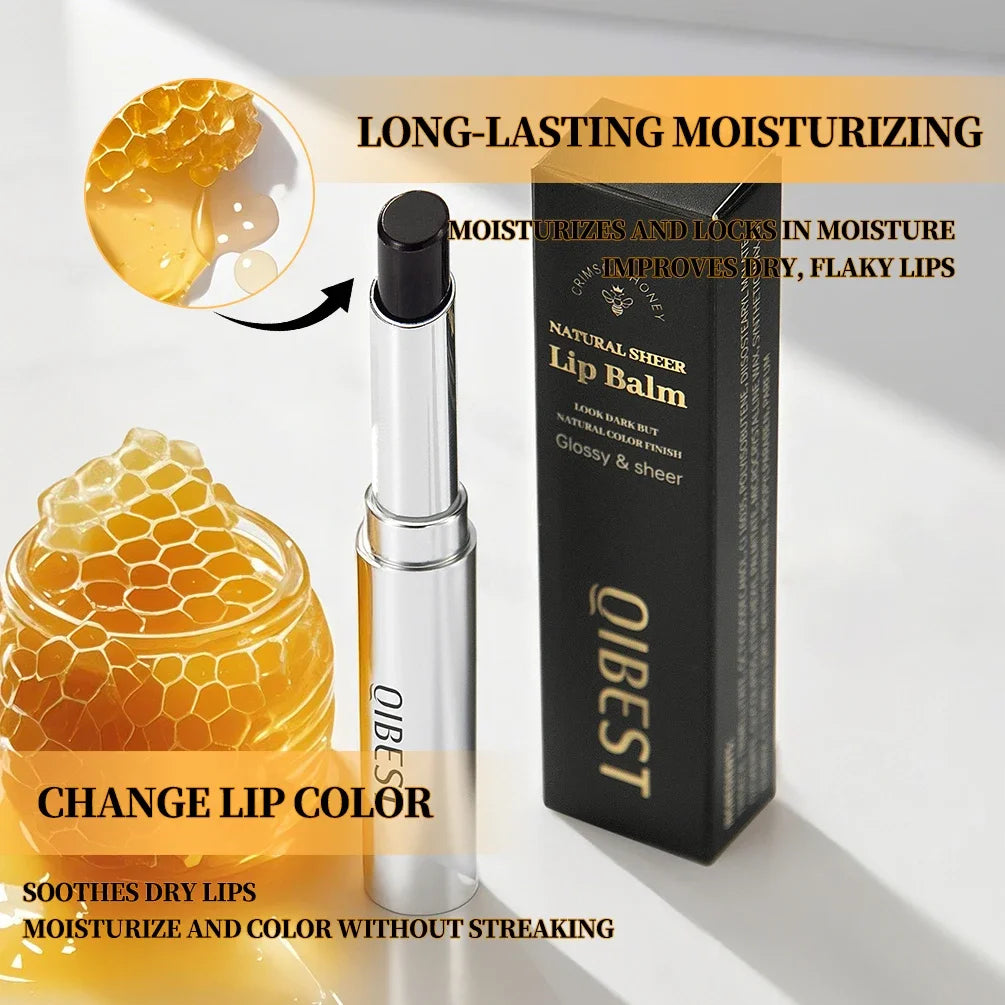 QIBEST Natural Sheer Lip Balm Moisturizing Honey Lipstick Tinted Lip Plumping Balm Smooth Enhancing Natural Color Lip Care