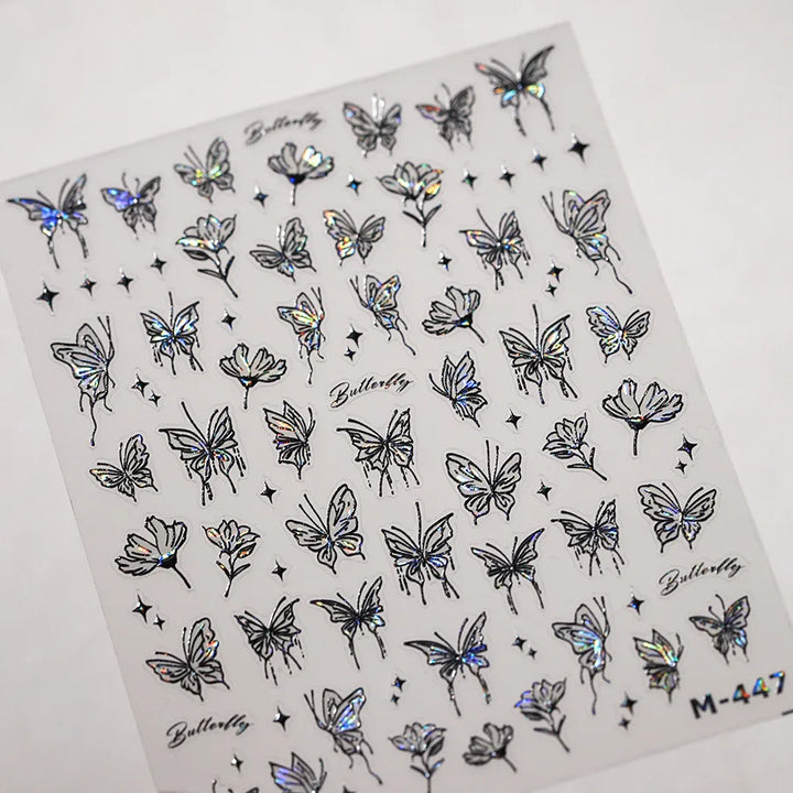 5D Butterfly Nail Stickers Sparkling Jelly Butterfly Nail Art Sticker Decorations Decals DIY Self Adhesive Slider Manicure Parts