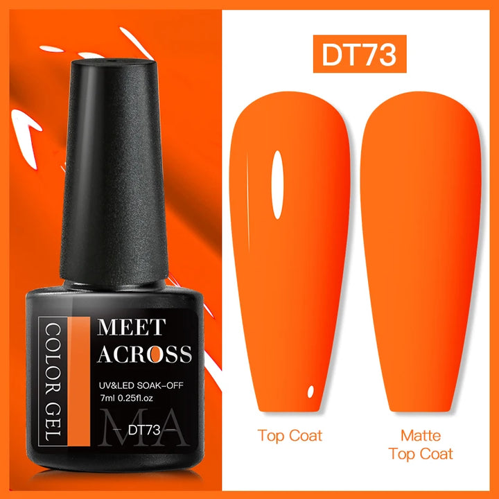 MEET ACROSS 7ml Fluorescent Gel Nail Polish Vernis Summer Neon Semi Permanent UV Gel Varnish Nail Art Manicure For Nails