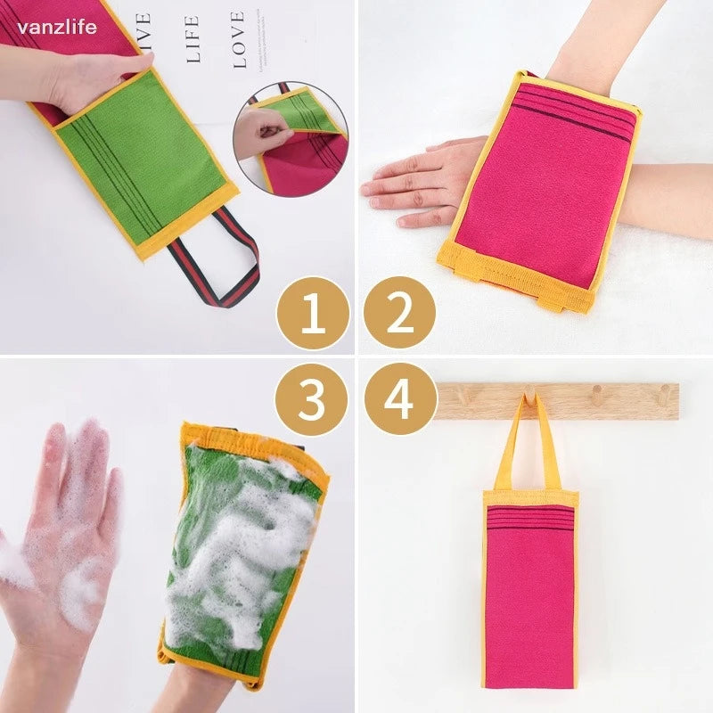 Back Rubbings Strip Exfoliating Wash Towel Back Artifact Strong Ash and Mud Removal Back Rub Men and Women Bath Towel Bath Towel Gloves