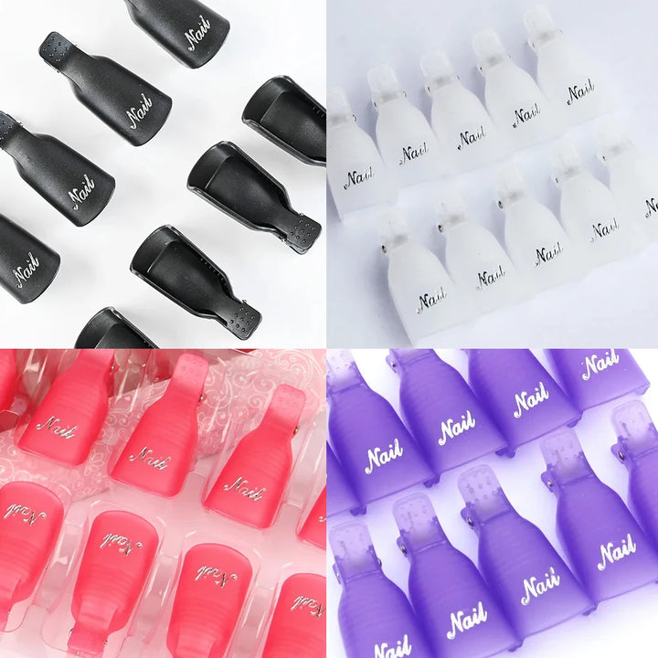10Pcs Professional Plastic Pink/White Nail Art Soak Off Cap Clip 5*2cm*10Pcs UV Gel Polish Remover Wraps Remover Clips Cleaner