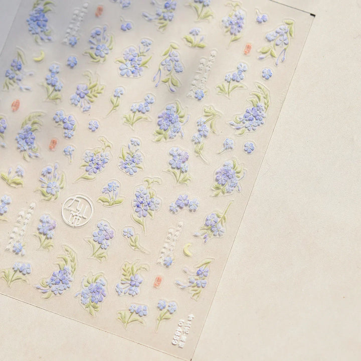 Lace Garden Bowknot Bow Tie Rose Flower Petal Pearl Irregular Border Self Adhesive 5D Nail Art Decoration Sticker Manicure Decal