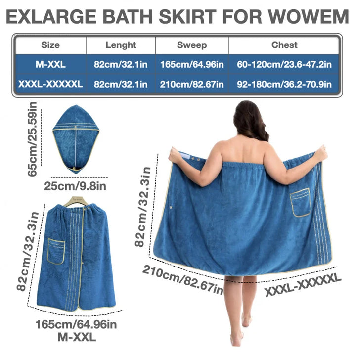 2pcs Set, Extra Large Bathrobe Princess Cap Outfit, Large Size Towel Wrap, Thick Coral Fleece, Perfect for Home Travel, Sauna