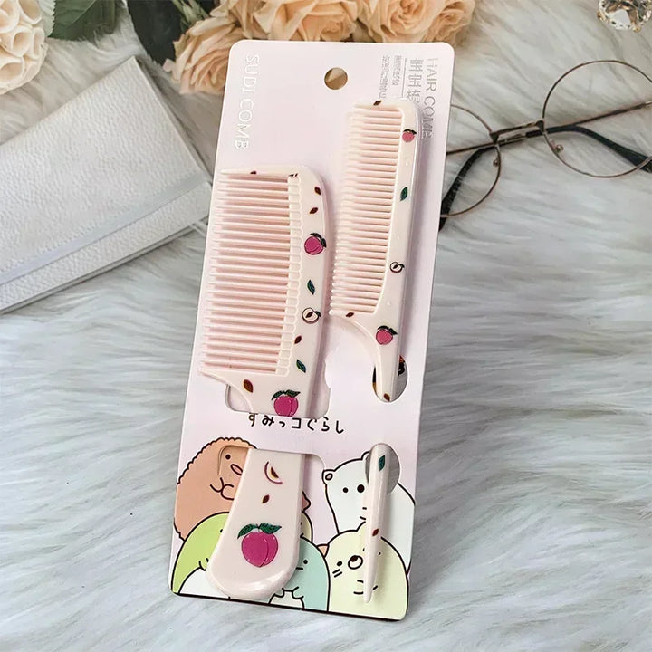 2pcs Cute Kids Hair Comb Set Anti-static Strawberry Comb for Girls Portable Hairdressing Comb
