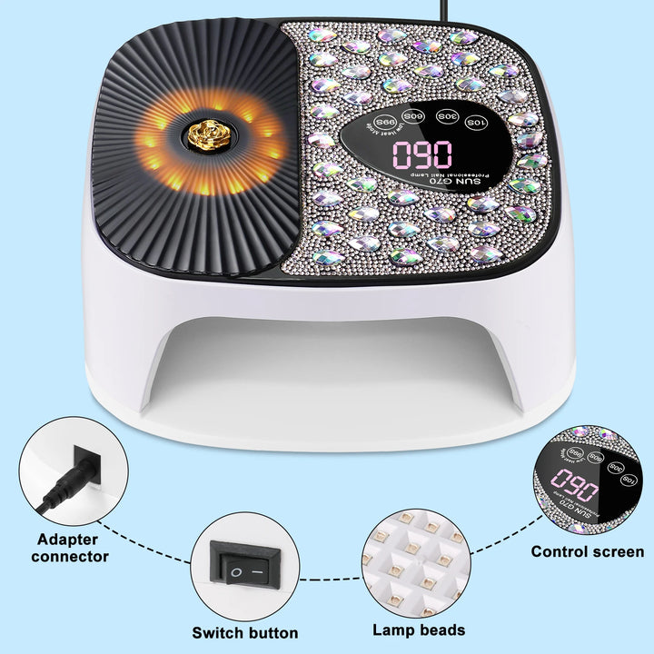 Professional Gel Nail Lamp 45 LED UV Nail Dryer with 4 Timers and Automatic Sensor Nail Curing Lamp Nail Salon Equipment