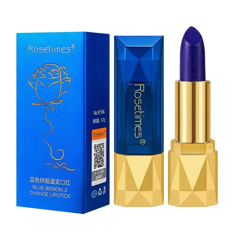 Blue Rose Lipstick Makeup Temperature Color Changing Lipstick Velvet Matte Moisturizing Waterproof Non-stick Cup Shiny Lipstick