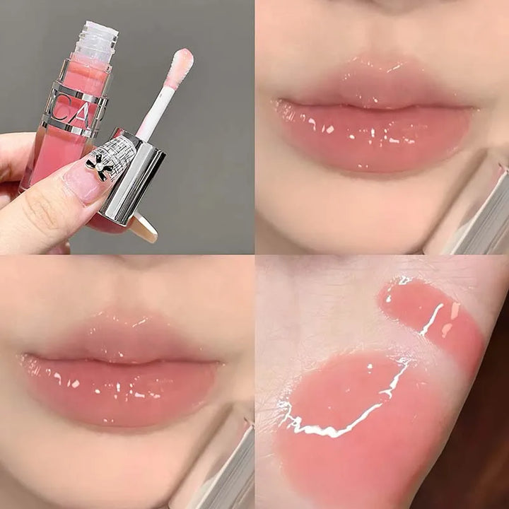 Peach Pink Jelly Water Light Glass Gloss Lip Gloss Lasting Non-stick Waterproof Lip Plumping Moisturizing Lipgloss Korean Makeup