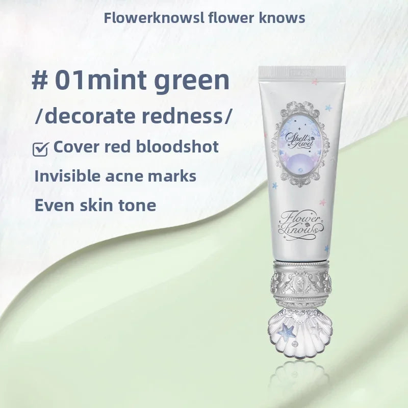 Flower Knows Shell Pearl Collection Primer Concealer BB Cream Moisturizing Color Correcting Dry Skin Base Face Brighten Makeup