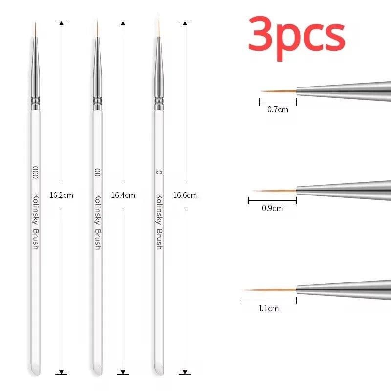 Nails Art Liner Brushes Elongated Lines Striping Drawing Painting  6/9/12/15/18/25mm Nail Design Pen Professional Manicure Tool