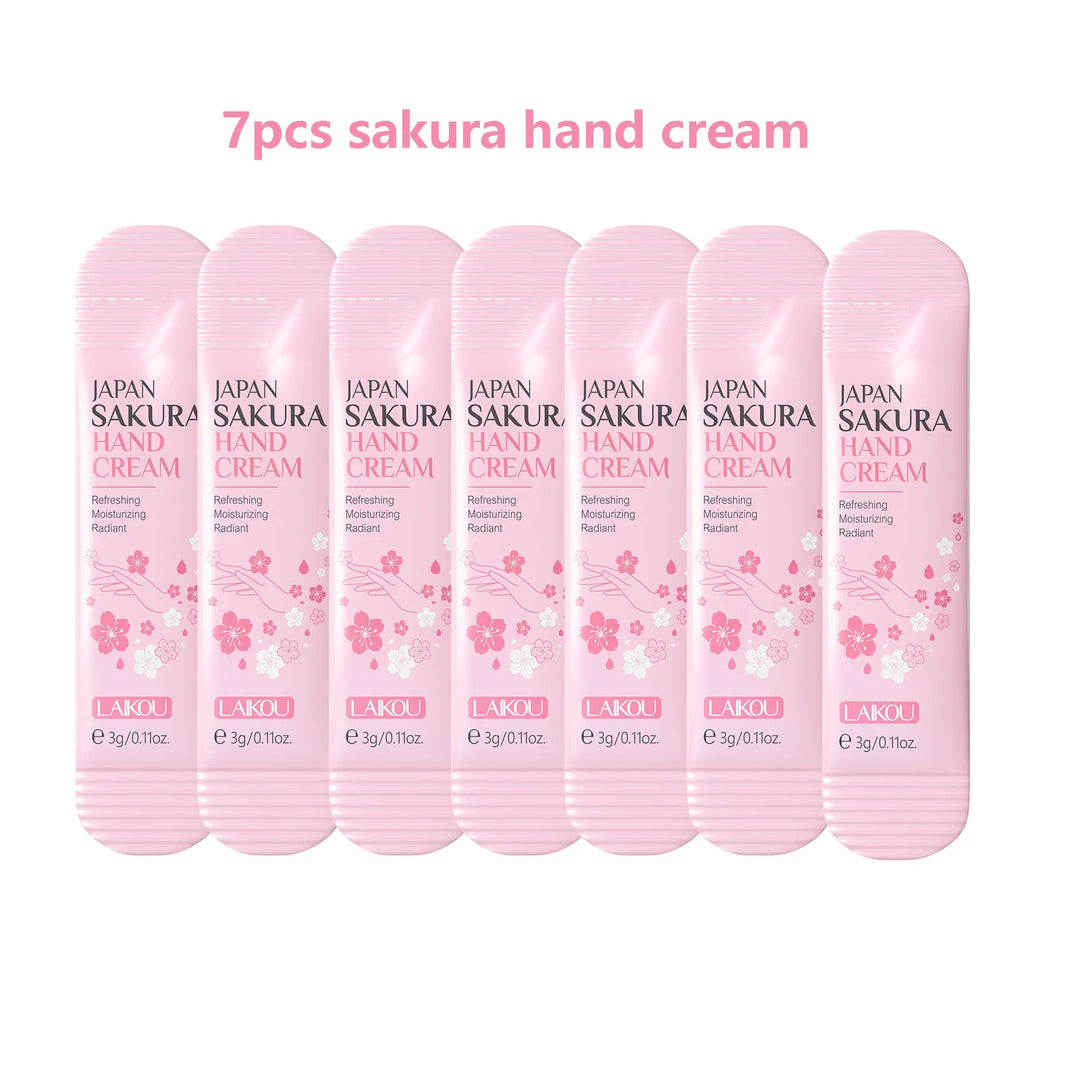 7pcs Collagen Sakura Hand Cream Skin Soften Nourish Care Deep Cracked Repair Beauty Products Girl Moisturizing Hand Skin