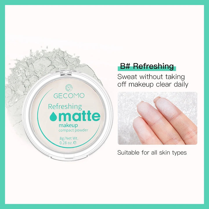 GECOMO Mattifying Compact Powder 12H Long Last Oil Control Silky Matt Makeup Setting Powder Translucent For All Skin Tones