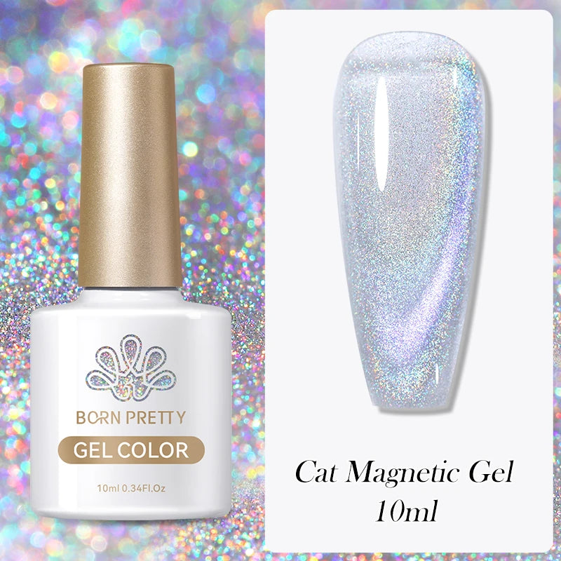 BORN PRETTY 10ml Silver Water Light Cat Magnetic Gel Nail Polish Nail Supplies Vernis Semi Permanent Gel for Fall Winter Nails