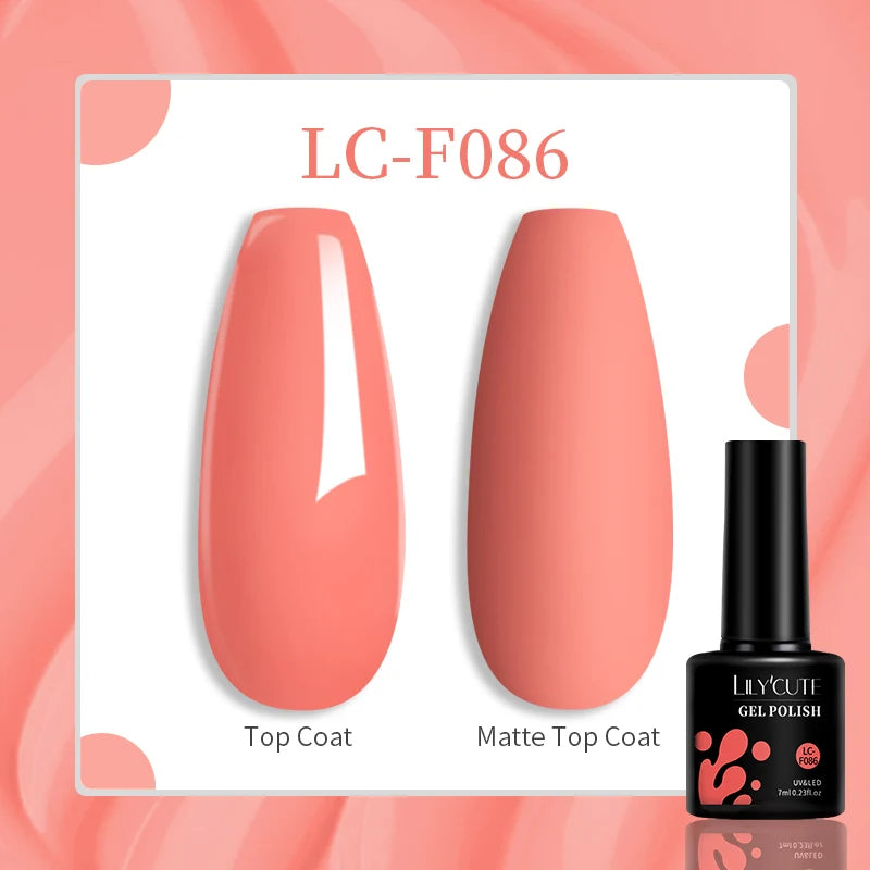 LILYCUTE 7ML Pink Glitter Nail Gel Polish Nude Natural Long Lasting Manicure Soak Off UV LED Nail Art Base Top Coat Gel Varnish