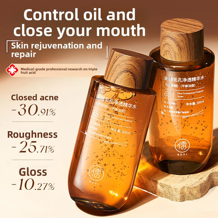 RUYI Fruit Acid Essence Toner Shrinks Pores Acid Removal Brighten Moisturizing & Repairing Control Oil Soothing Redness Winter