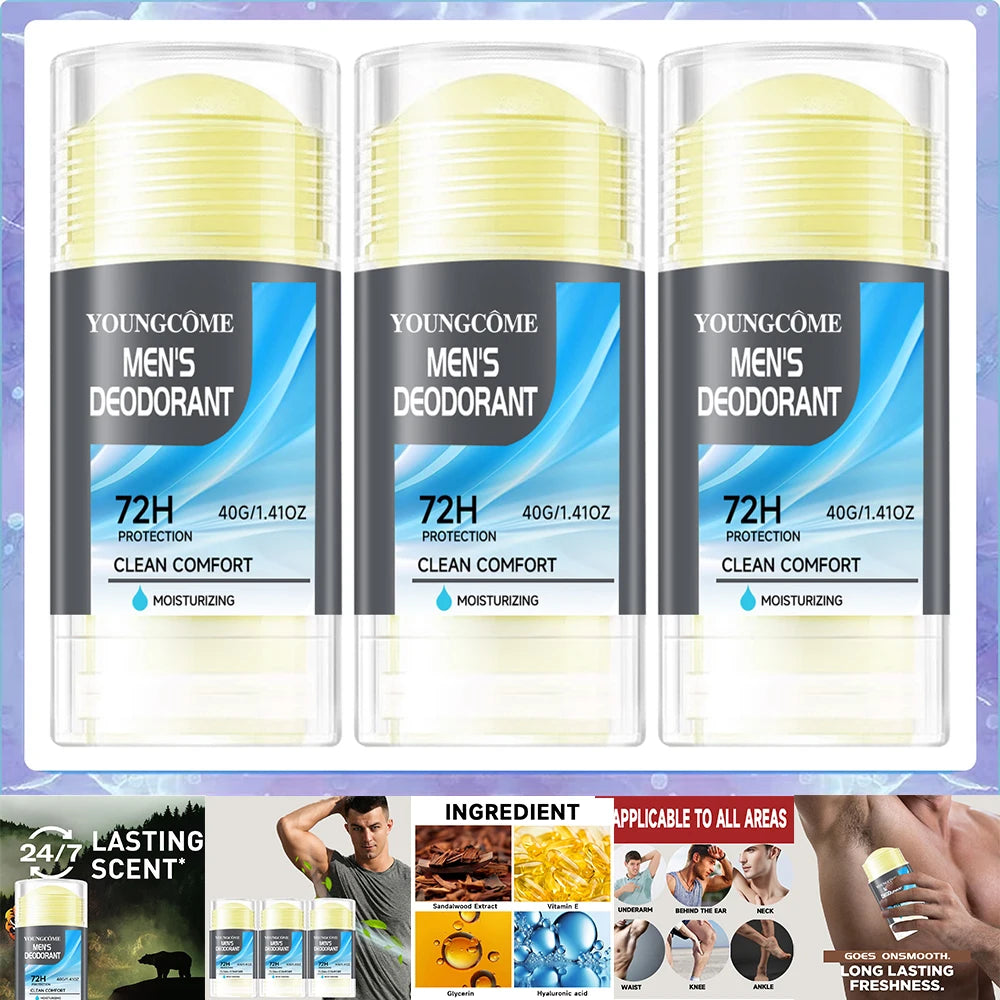 Deodorant Stick Natural Deodorant for Men, Anti Sweating Keep Drying Lasting Fragrance Remove Armpit Odor Underarm Refresh Stick