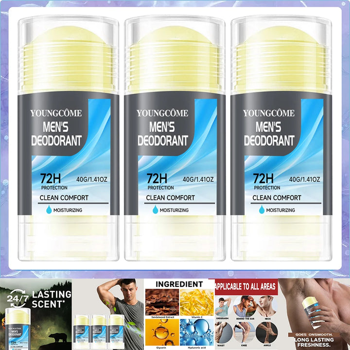 Deodorant Stick Natural Deodorant for Men, Anti Sweating Keep Drying Lasting Fragrance Remove Armpit Odor Underarm Refresh Stick