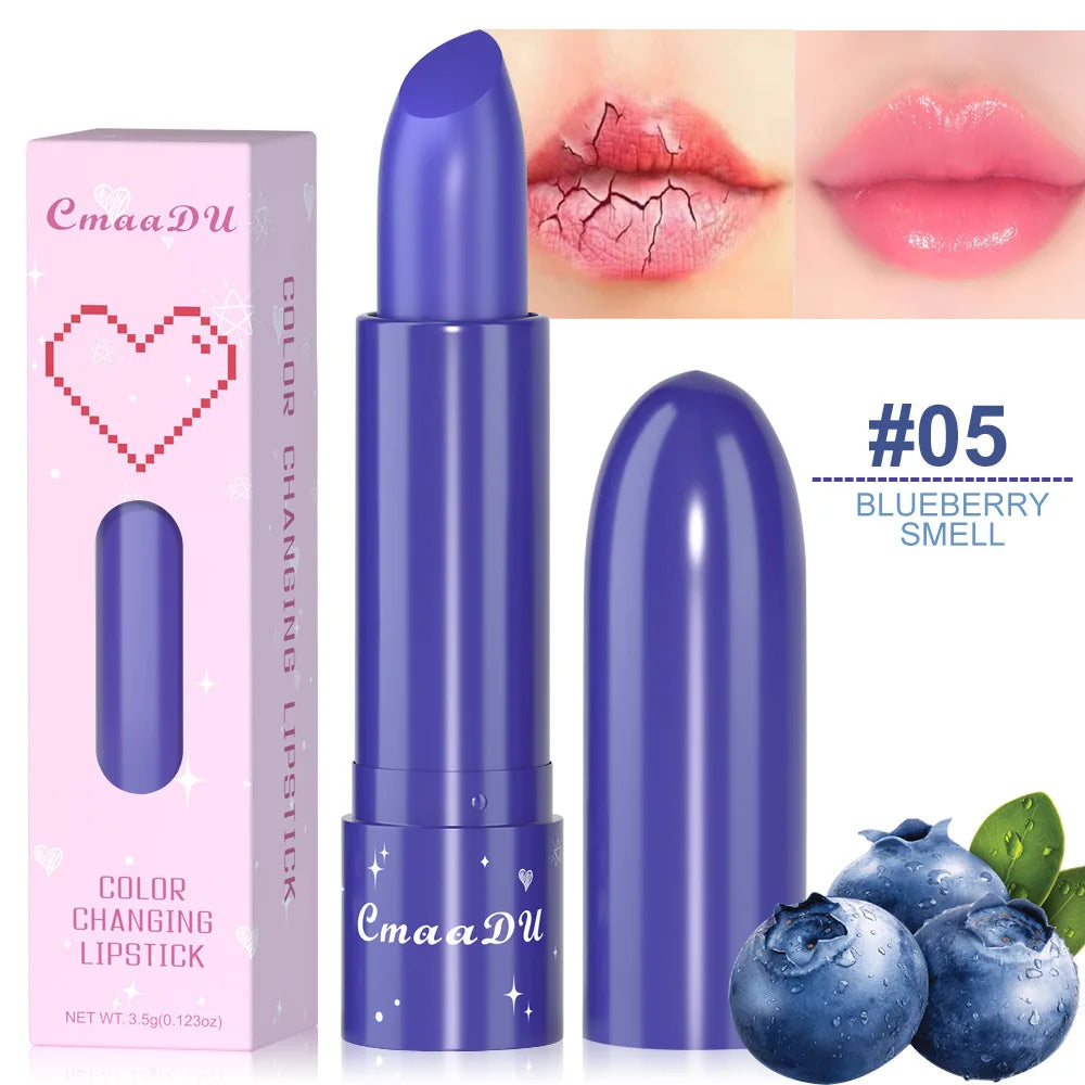CmaaDu 6 Color Shine Changing Lipstick Waterproof Tinted Lip Balm Fruit Infused Nourishing Glow For Moisturizing Lip Care