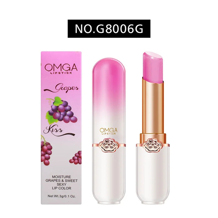 OMGA Color-Changing Lip Balm Jelly Lipstick Moisturizing Waterproof Hydrating Temperature-Sensitive Peach Flavor,Smooth Lips
