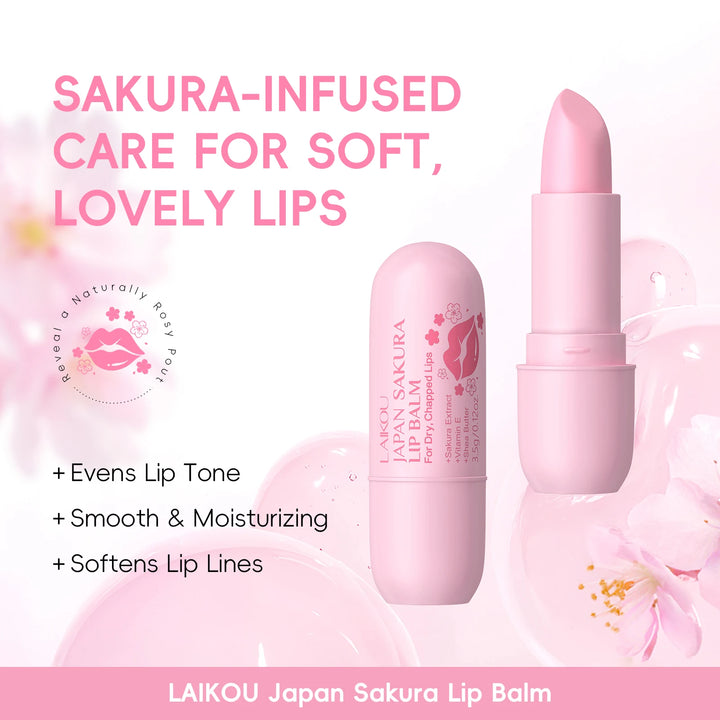 LAIKOU Japan Sakura Lip Balm Hydrating Plumping Treatment Soft Radiant Lip Care 3.5g