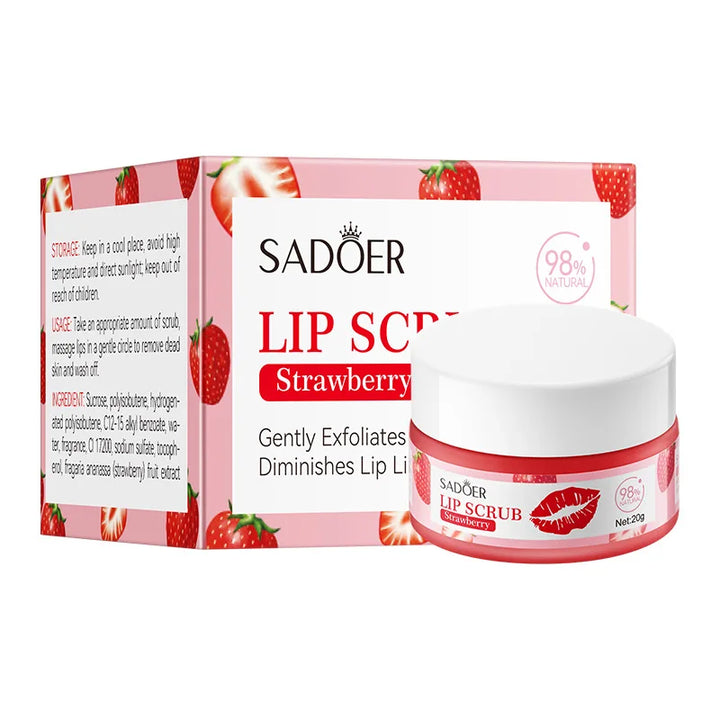 SADOER Fruit Lip Scrub Cream Moisturizing Lips Plumper Hydrating Nourishing Avocado Orange Strawberry Lip Mask Lipstick Care