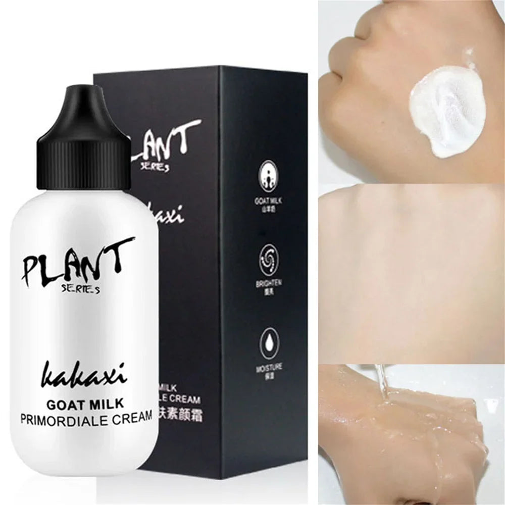 Matte Face Liquid Foundation Goat Milk Cream Natural Whitening Full Coverage Waterproof Brightening Cover Dark Circle Concealer