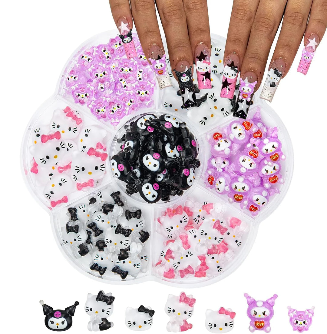 3D Cute Sanrio Family Series Nail Art Jewelry Decor Cartoon Hello Kitty Kuromi Nail Charms Rhinestone Gems Ornament Accessories
