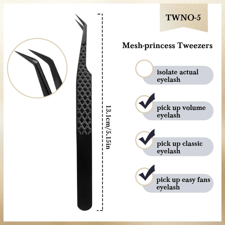Eyelash Extension Tweezers Stainless Steel Volume Eyelash 3D accurate Clip Fiber Tip High Precision Makeup Tool Curved Tweezers