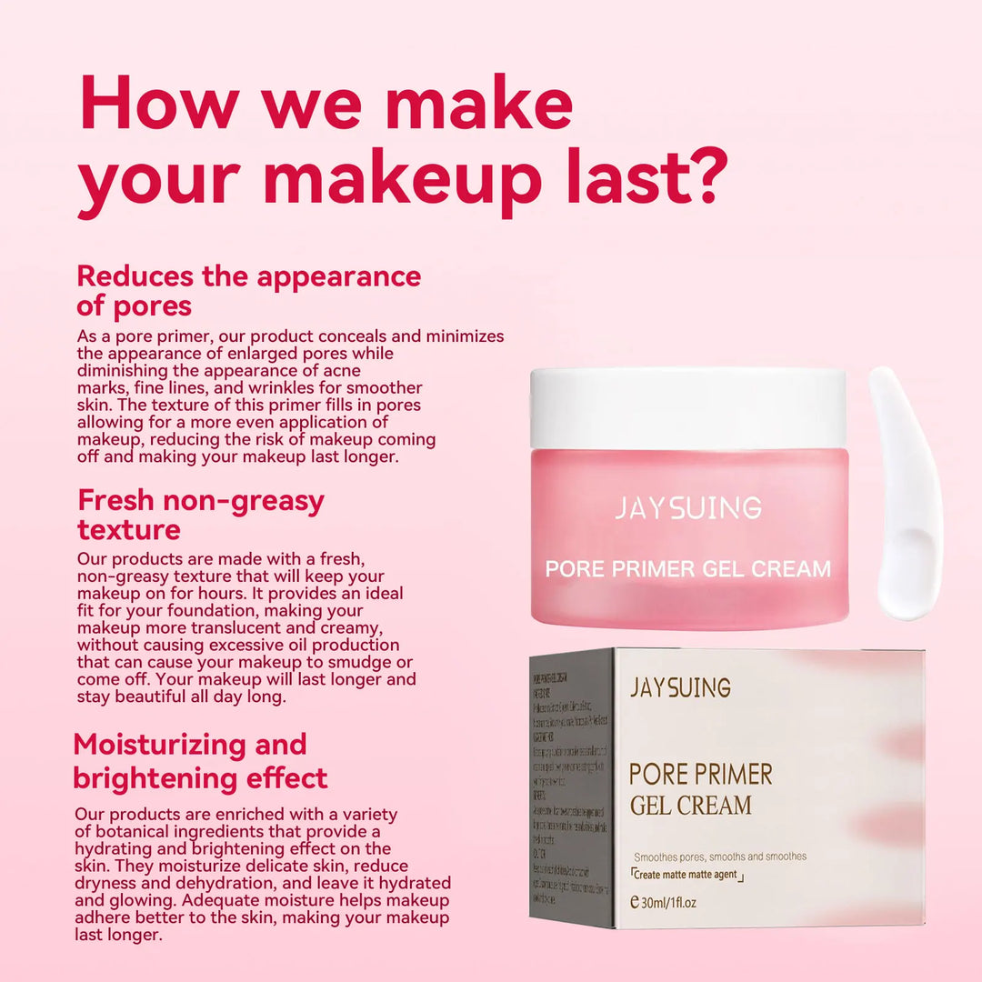 Facial Invisible Pore Primer Cream Long Lasting Base Makeup Natural Matte Oil Control Refreshing Moisturizing Face Isolation Gel