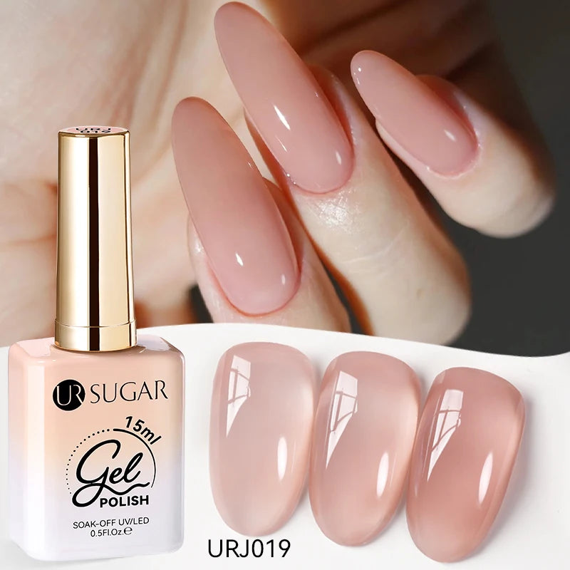 UR SUGAR 15ml Jelly Milky White Translucent Color Gel Polish Semi Permanent UV Gel Nail Art Soak Off Gel Varnish Latest Fashion