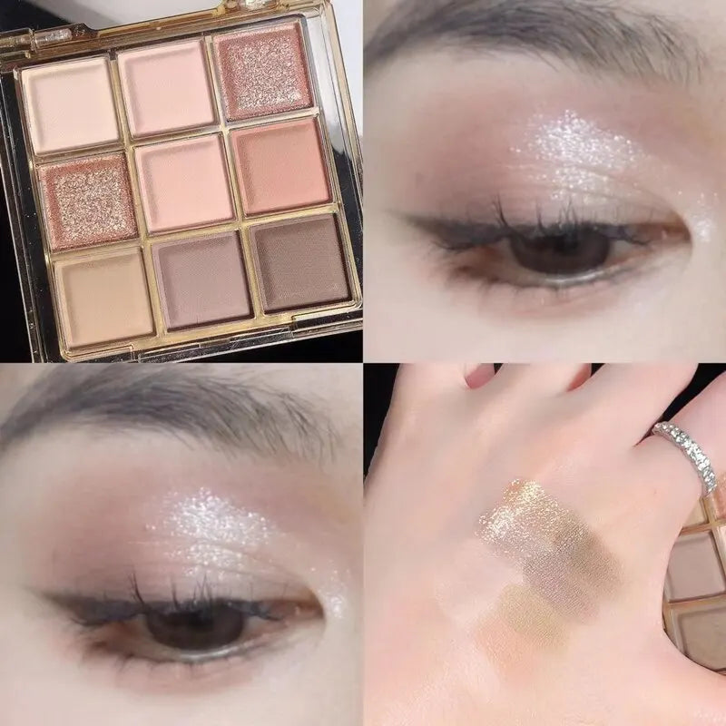 DIKALU Spring And Summer New Eyeshadow Palette Oh Rosy Nine Palace Grid Auto Focus Low Saturation Smoke Powder Rose Plate