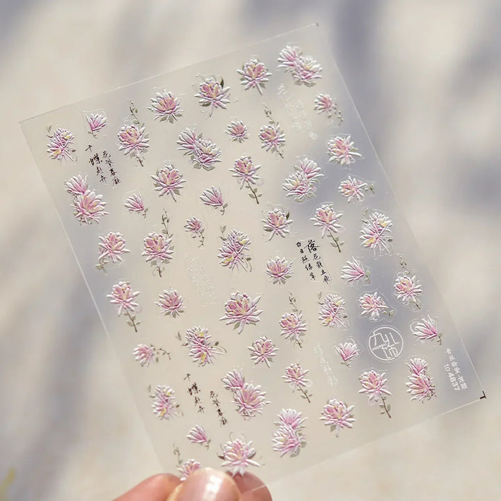 Lace Garden Bowknot Bow Tie Rose Flower Petal Pearl Irregular Border Self Adhesive 5D Nail Art Decoration Sticker Manicure Decal