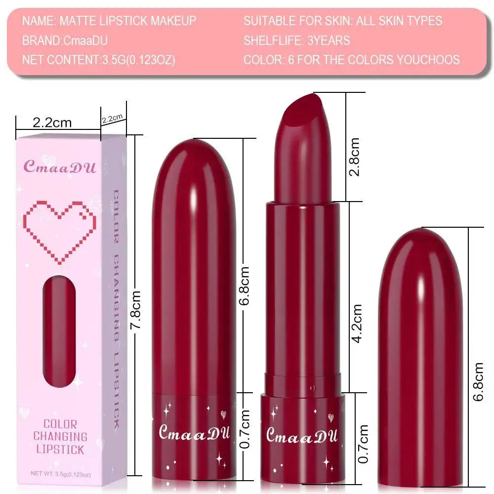 CmaaDu 6 Color Shine Changing Lipstick Waterproof Tinted Lip Balm Fruit Infused Nourishing Glow For Moisturizing Lip Care