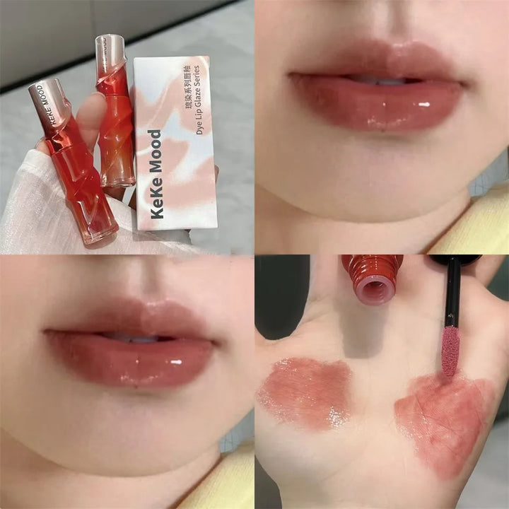 Crystal Nude Gray Glossy Lip Stain Mirror Korean Lip Glaze Sheer Nude Glitter Lip Tint Watery Shine Plumping Lipgloss Cosmetics