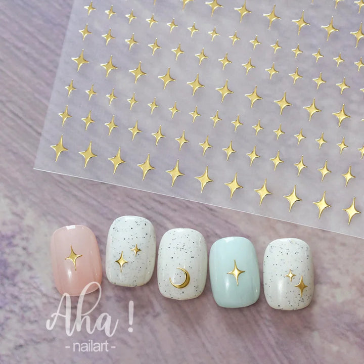 3D Nail Art Stickers  Translucence Moon/Star/Cloud Ultra-thin Nail Decals 3d Self-Adhesive White Cloud Moon Star Kawaii Sliders