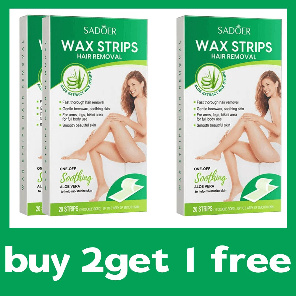 20PCS Hair Removal Wax Strips Roll Underarm Wax Strip Paper Mild Aloe Nourishing Essence for Face Body Leg Arm Hair Removal