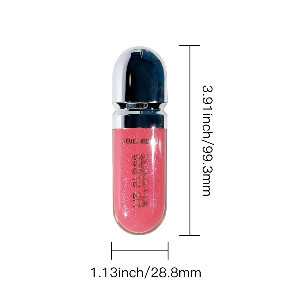 Long-Lasting Water-Gloss Plump Lip Gloss Capsule - Moisturizing & Hydrating Shine Mirror Transparent Pinkish-Shimmer  Lip Glaze