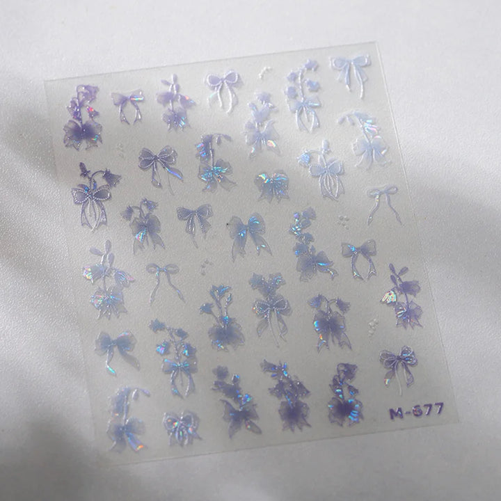 5D Butterfly Nail Stickers Sparkling Jelly Butterfly Nail Art Sticker Decorations Decals DIY Self Adhesive Slider Manicure Parts