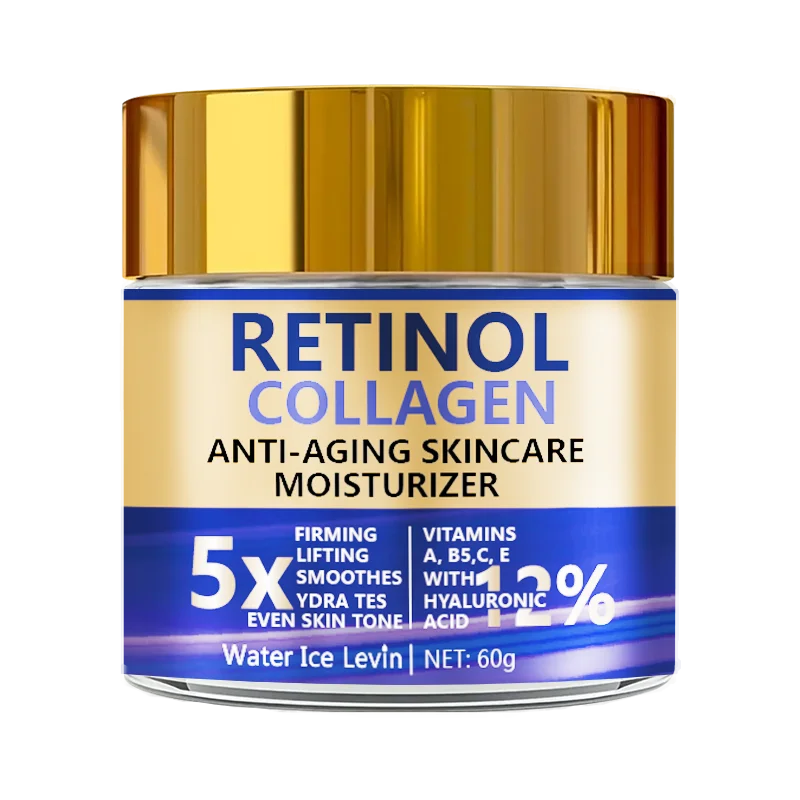Retinol Collagen Cream, Firming Facial Moisturizing Cream, Day and Night Use, Containing Shea Butter and Hyaluronic Acid, Moisturizing and Nourishing Sensitive Skin