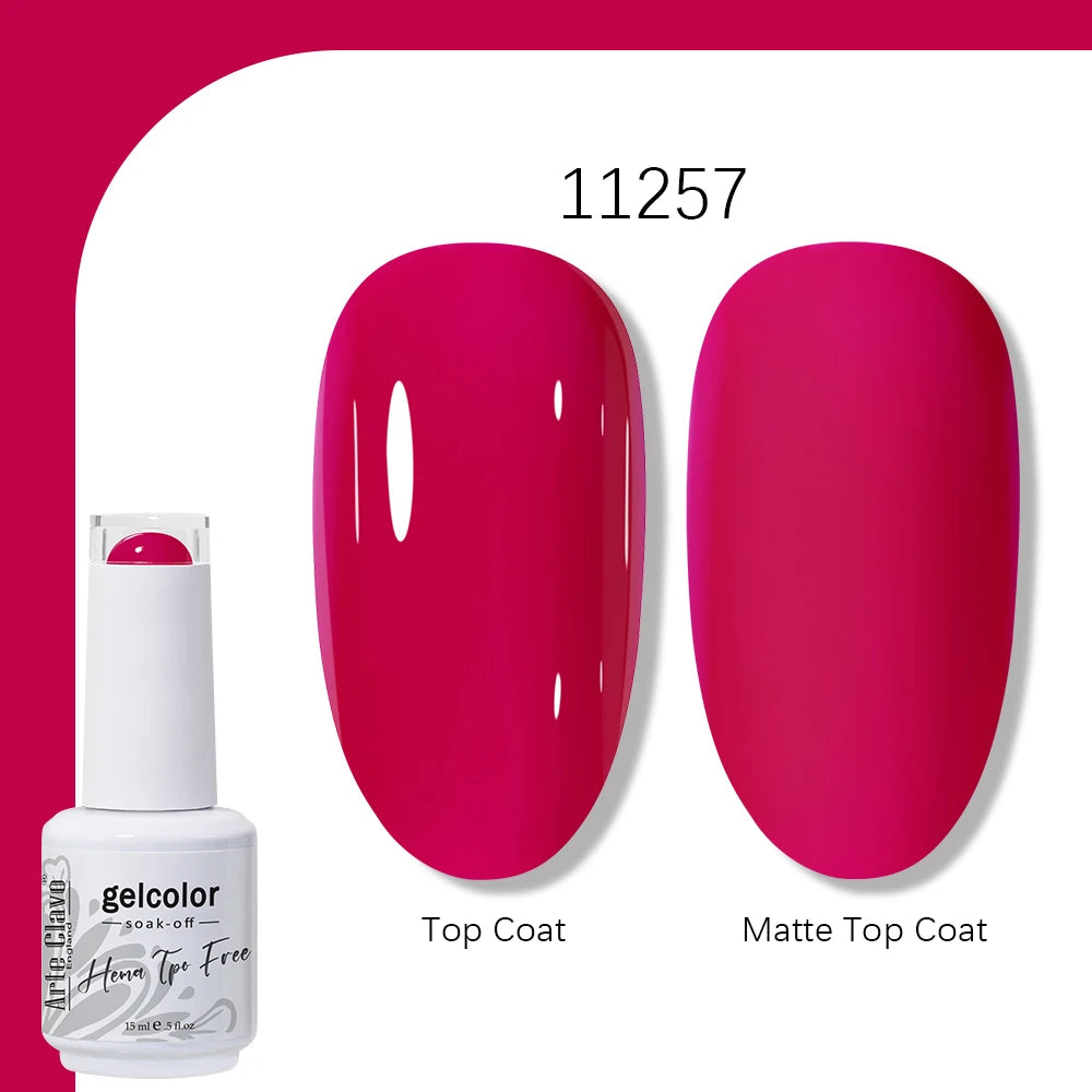 Arte Clavo Solid Color Gel Nail Polish 15ml Soak Off UV LED Gel Semi-Permanent Glitter Polish For Manicure Nail Art Salon Gel