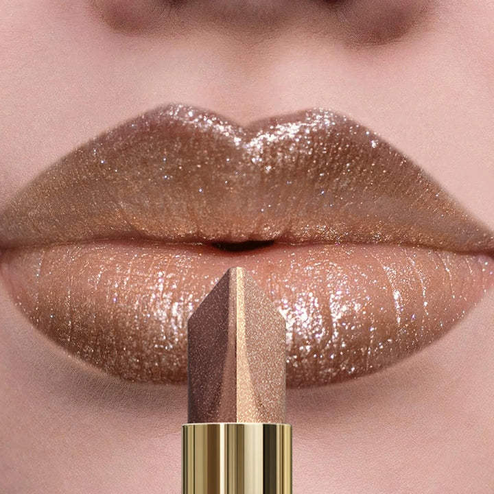 1PC Glitter Matte Tow-Tone Lipstick Velvet Finish Lip Liner Pen Smooth Application Lipstick Makeup for Defined Lips Brown Pink