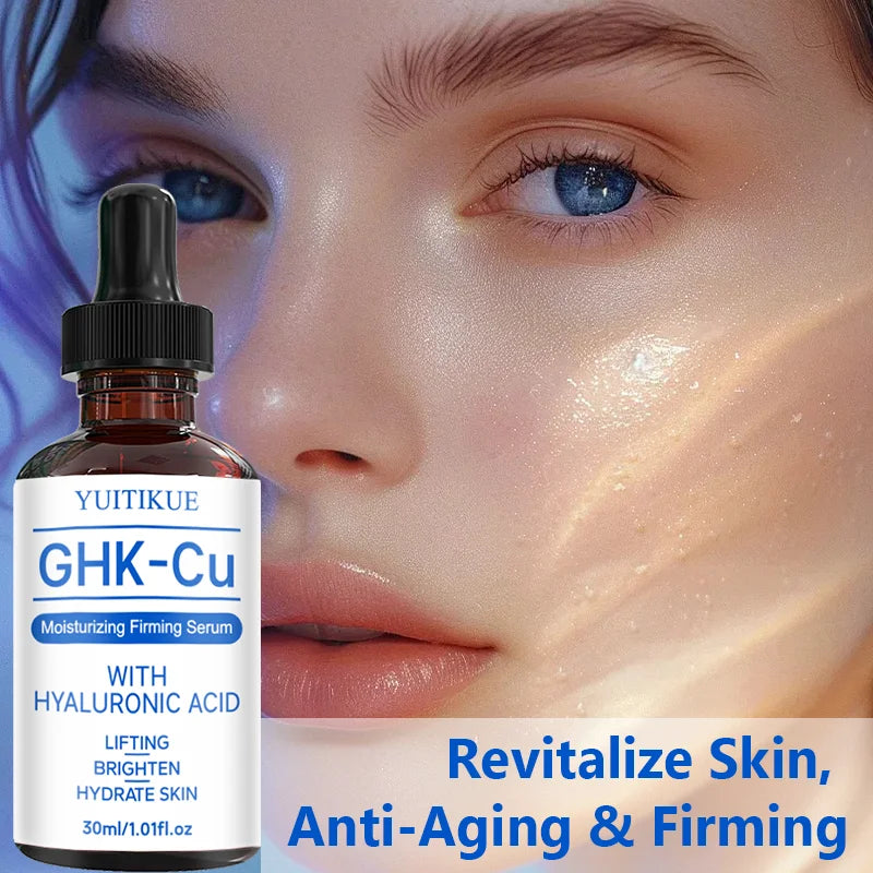 YUITIKUECopper Peptides Serum for Face,Tightening, Soothing,Colagen Boosting with Hyaluronic Acid Skin Care,30ml Serum for Women