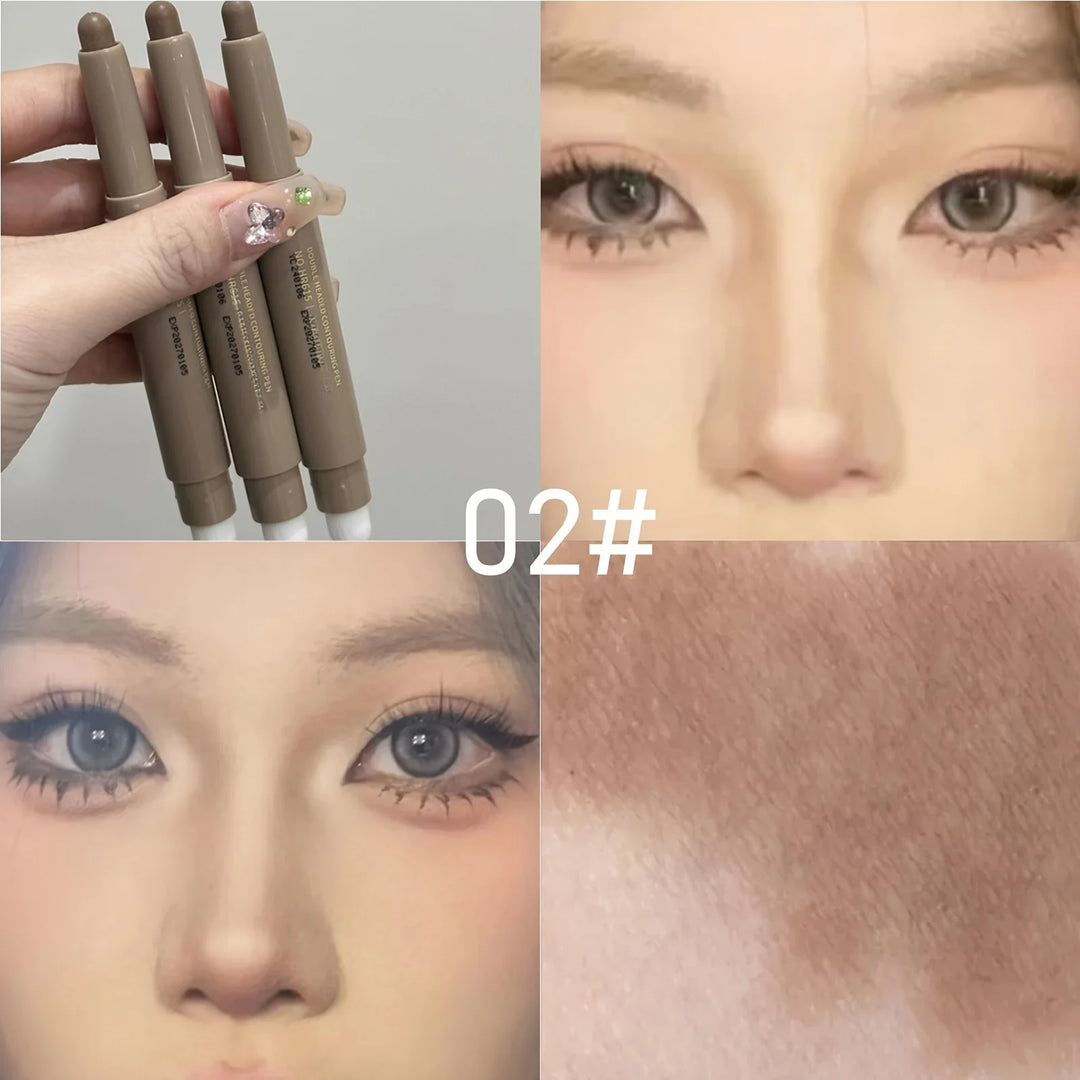 Highlighting & Bronzer Stick: Long Lasting Corrector with Brush, Brightening Concealer Pen, Nose Shadow, and Contouring