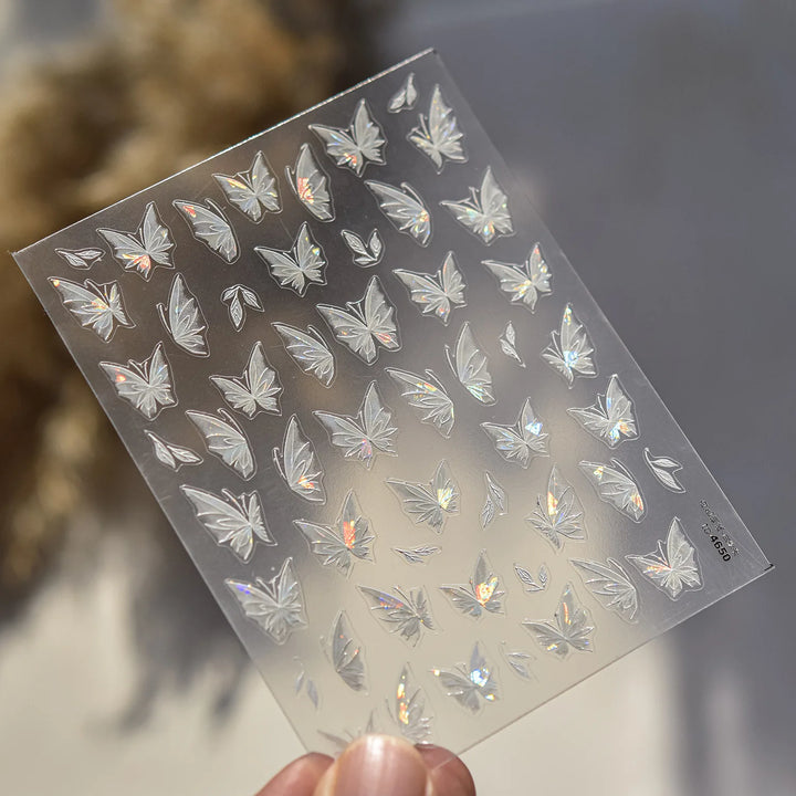 1 piece 5D color crystal star nail stickers high quality love shiny silver hollow smear rainbow flower jelly design nail sticker