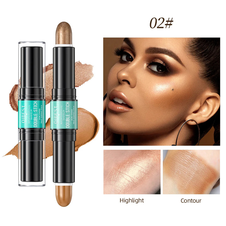 QIBEST Highlighting&Bronzer Stick Face Brightening Blusher Rouge Concealer Pen Long Lasting Highlight Contouring Blush Makeup